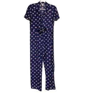 Vintage Shari J Womens Size 6 Printed Short Sleeve Jumpsuit